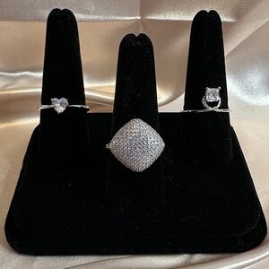 3 PC Set - NEW Pretty Bird Real White Gold Plated Rings Size 9
